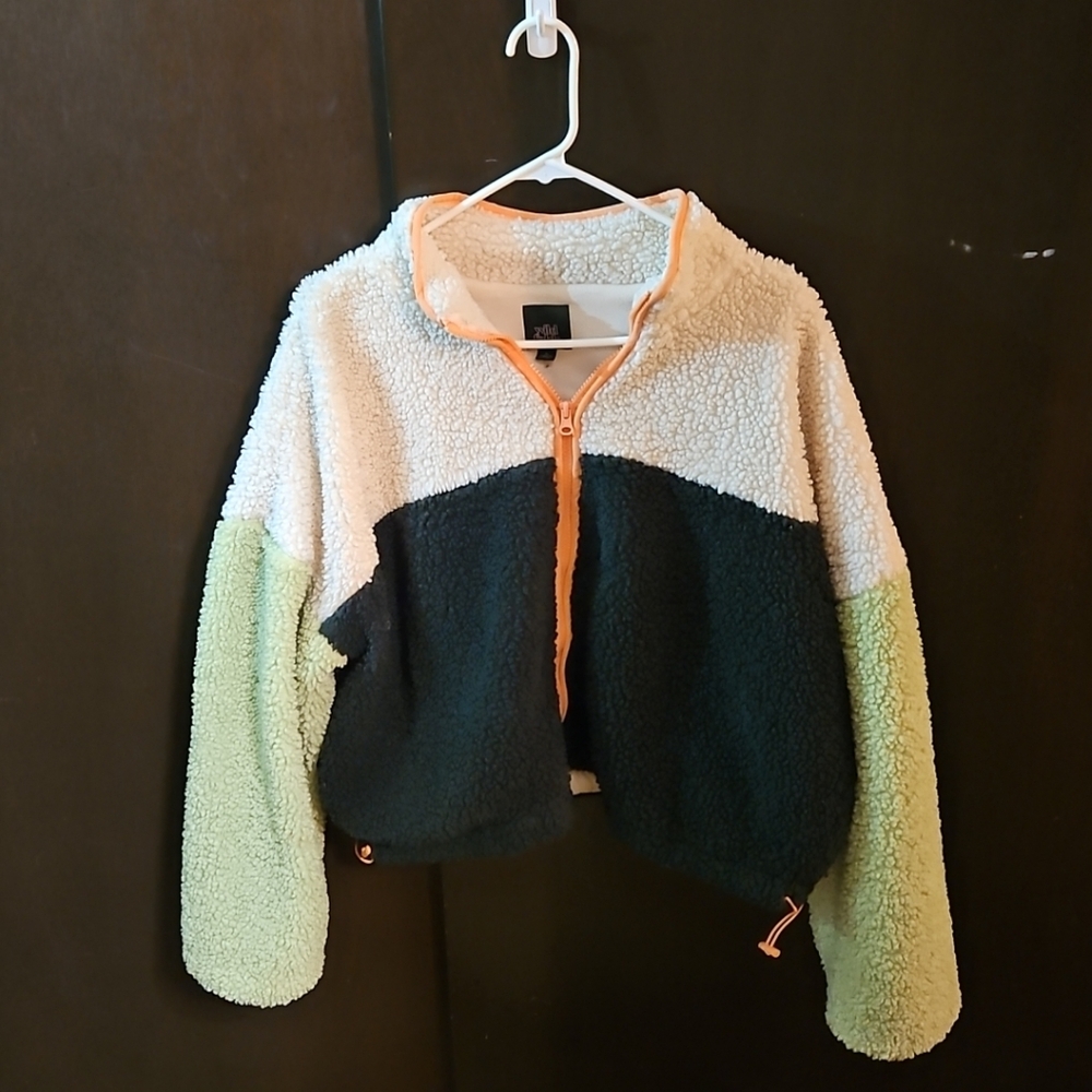 Full Zip Sherpa Jacket - Wild Fable Green Color Block Size XL